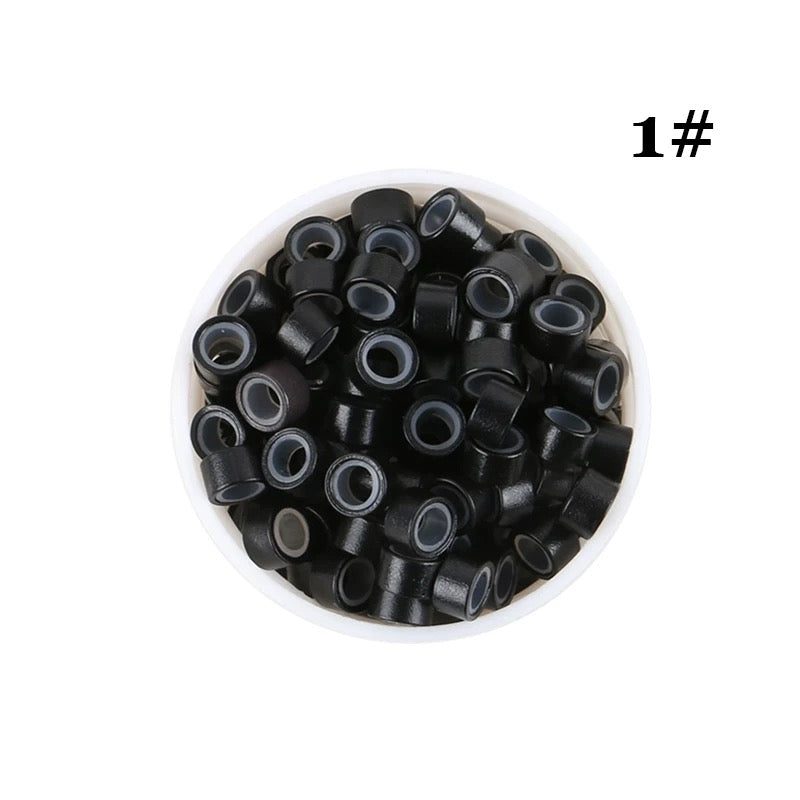 1000pcs Aluminum Silicone Lined Micro Rings & Beads
