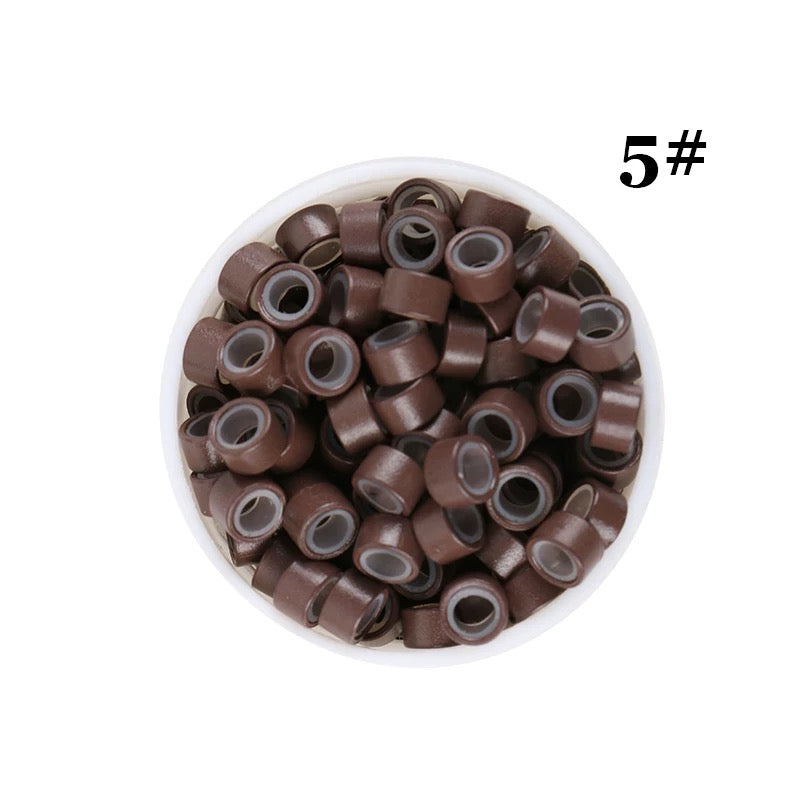 1000pcs Aluminum Silicone Lined Micro Rings & Beads