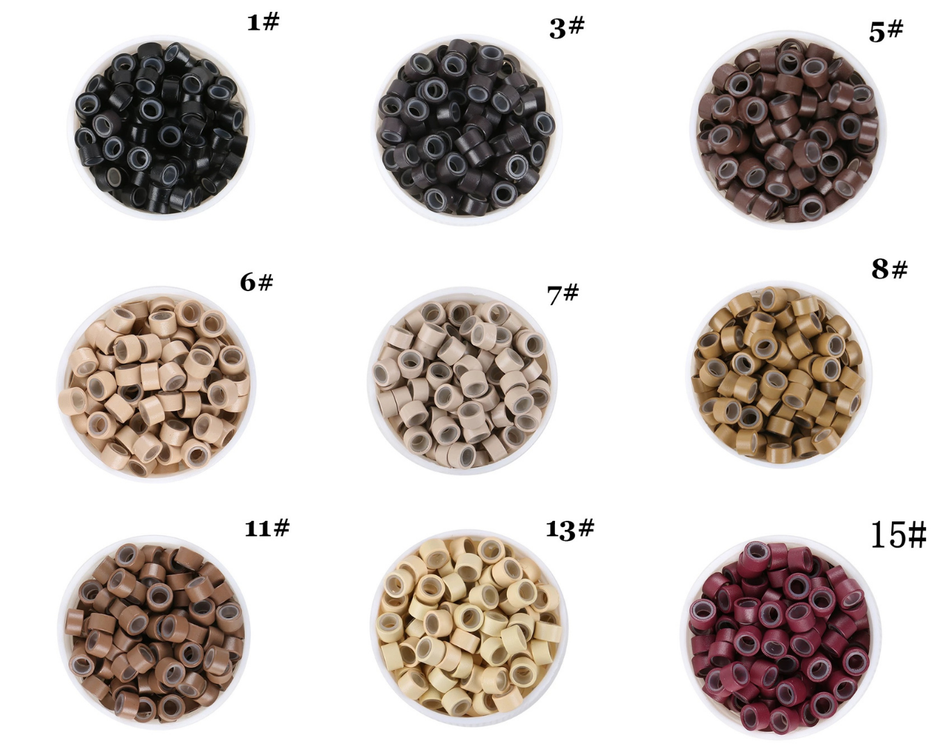 1000pcs Aluminum Silicone Lined Micro Rings & Beads